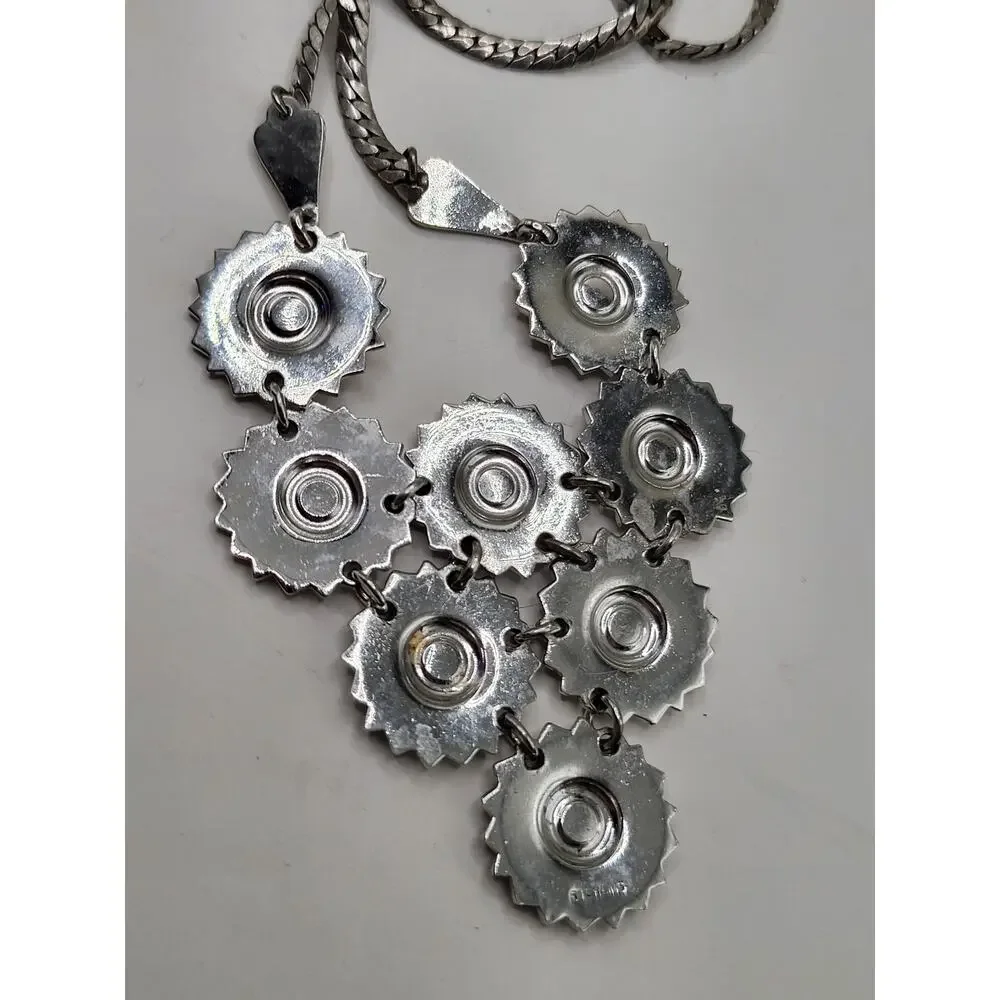 Vintage Floral Necklace Marked Sterling with Marcasite Accents 17 Inch - Picture 10 of 10